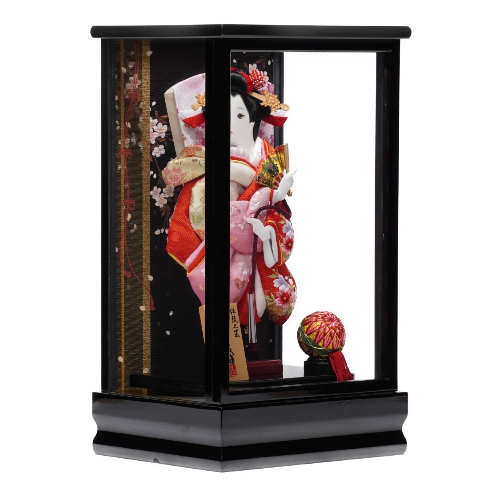 【羽子板】8号 刺繍小桜(ピンク暈し)×刺繍桜(赤)〈匠一好作〉[232-038]