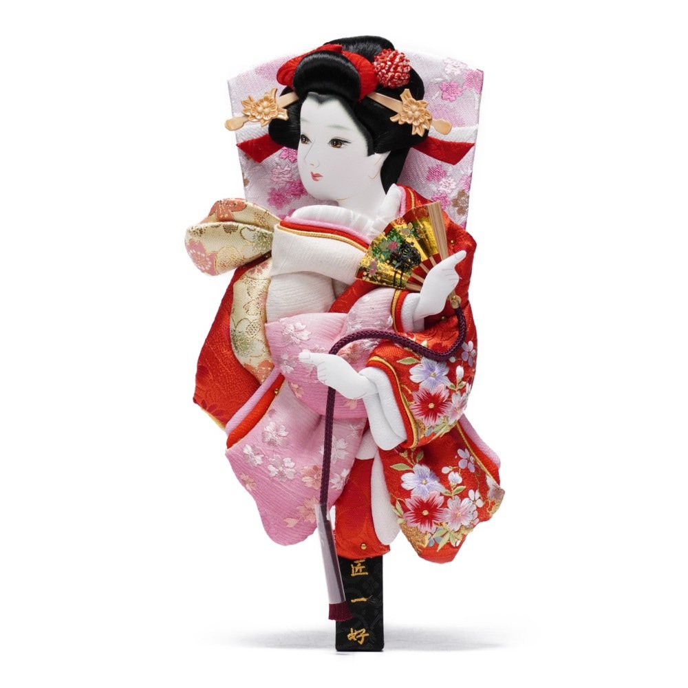 【羽子板】8号 刺繍小桜(ピンク暈し)×刺繍桜(赤)〈匠一好作〉[232-038]