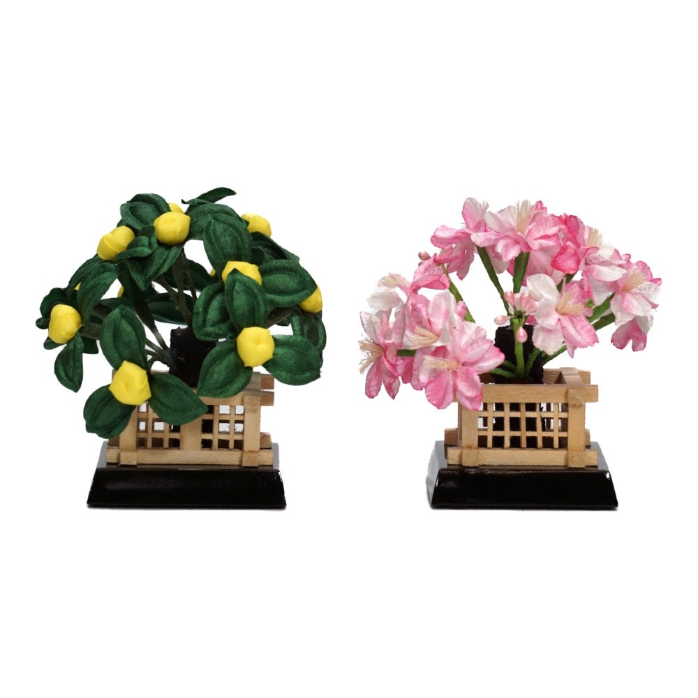 雛人形】柳(小) 金襴花柄(薄緑・ピンク) 親王飾り〈尚好作〉[243