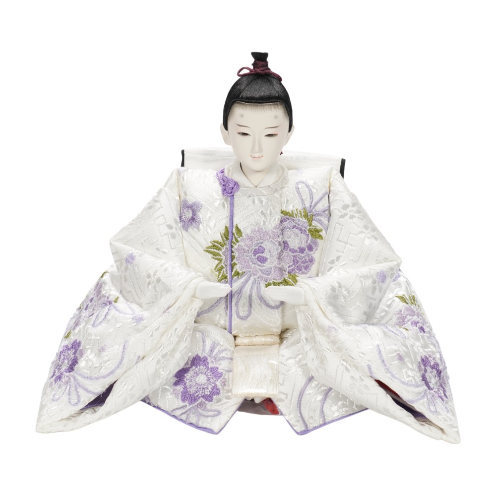 【雛人形】京十二番 刺繍 紫桜リボン 親王飾り〈田村芙紗彦作〉[253-035]