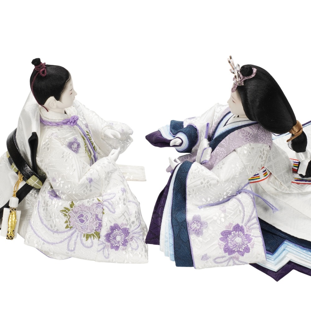【雛人形】京十二番 刺繍 紫桜リボン 親王飾り〈田村芙紗彦作〉[253-035]