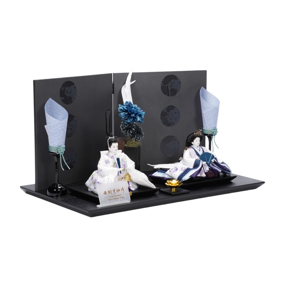 【雛人形】京十二番 刺繍 紫桜リボン 親王飾り〈田村芙紗彦作〉[253-035]