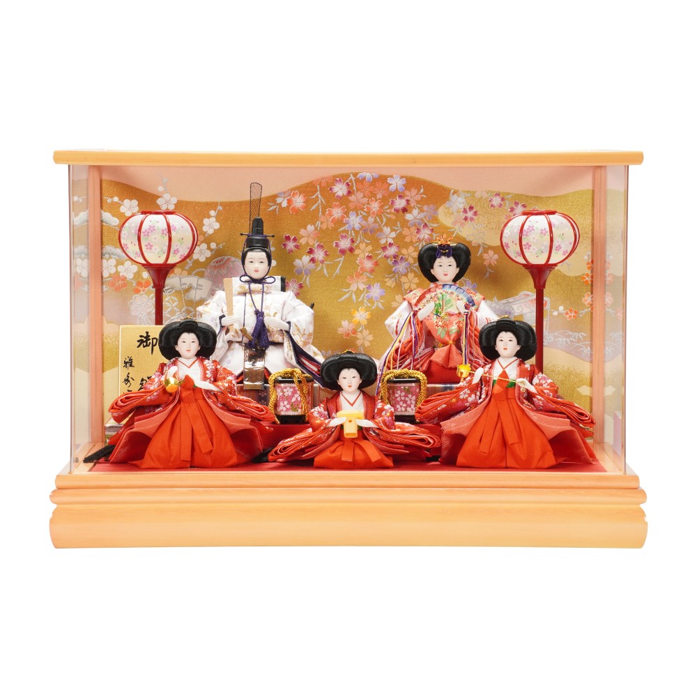 【雛人形】小芥子「桃華」 五人揃いアクリルケース飾り | 雅秀作