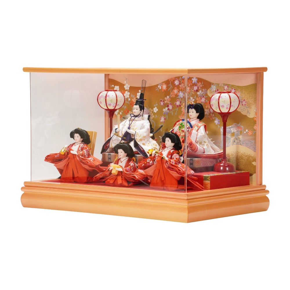 【雛人形】小芥子「桃華」 五人揃いアクリルケース飾り | 雅秀作