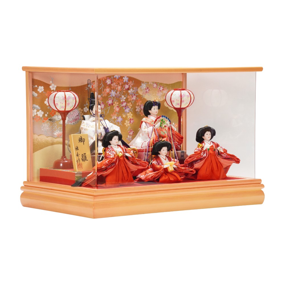 【雛人形】小芥子「桃華」 五人揃いアクリルケース飾り | 雅秀作