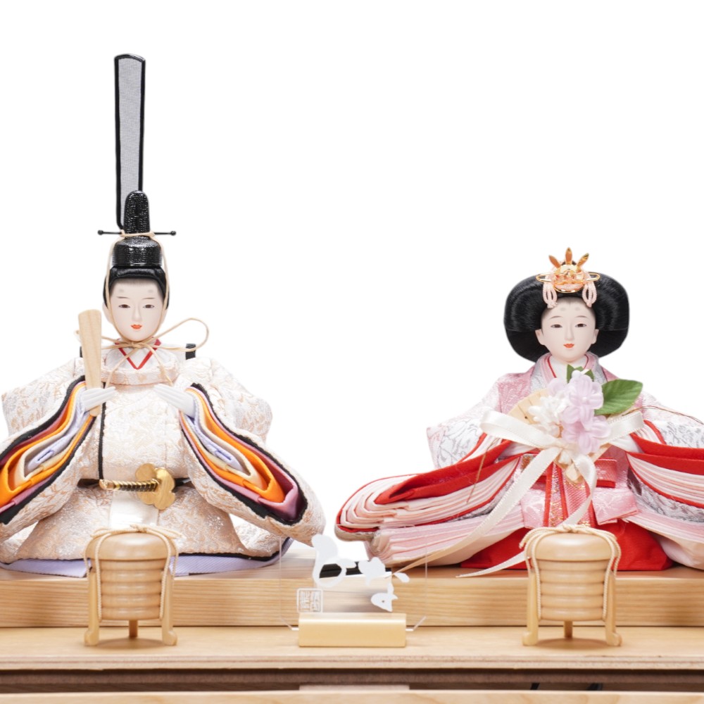 雛人形】柳 フラワーアート ナチュラル 親王揃いアクリルケース飾り