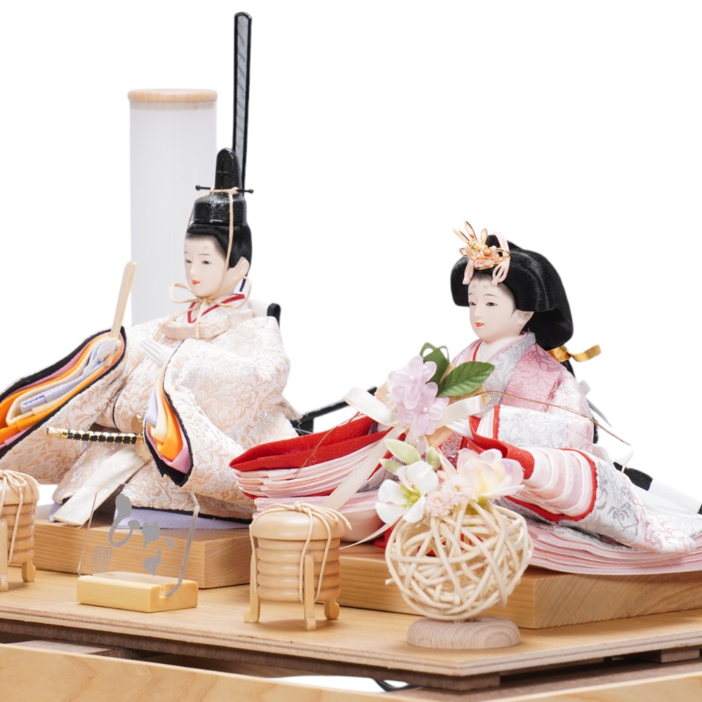 【雛人形】柳 フラワーアート ナチュラル 親王揃いアクリルケース飾り〈清宝作〉[253-036]