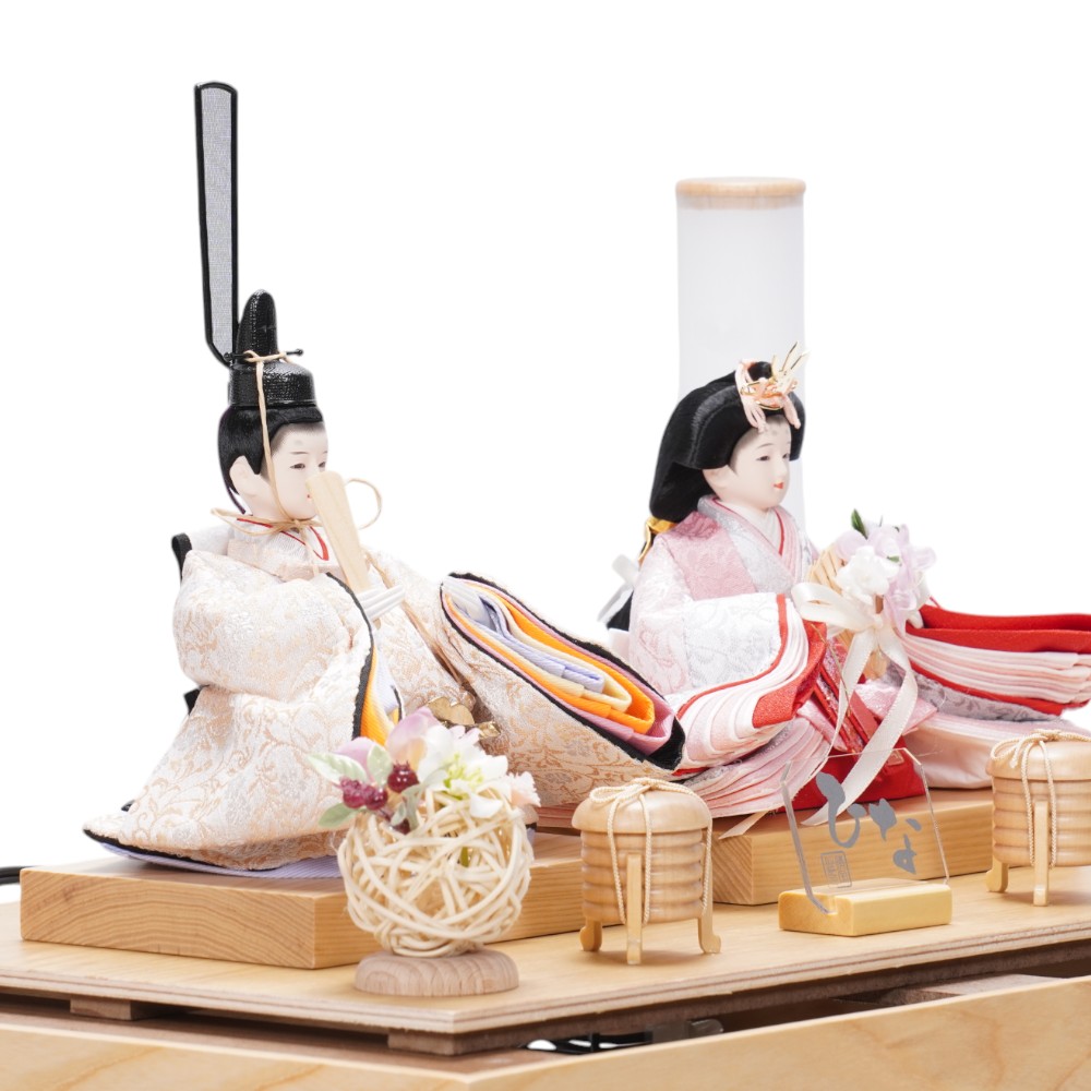 【雛人形】柳 フラワーアート ナチュラル 親王揃いアクリルケース飾り〈清宝作〉[253-036]