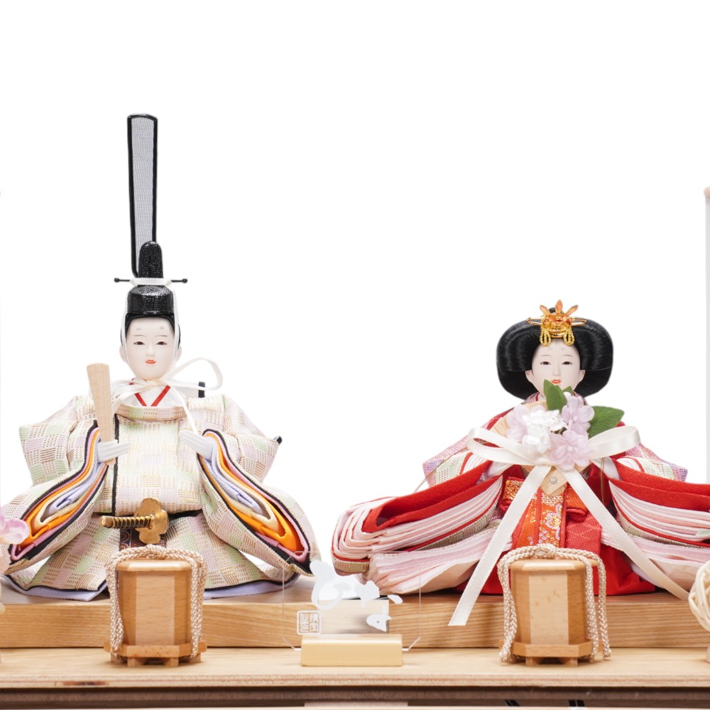 【雛人形】柳 落水和紙 ナチュラル 親王揃いアクリルケース飾り〈清宝作〉[253-037]