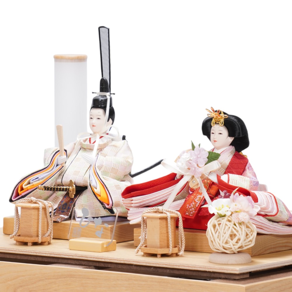 【雛人形】柳 落水和紙 ナチュラル 親王揃いアクリルケース飾り〈清宝作〉[253-037]