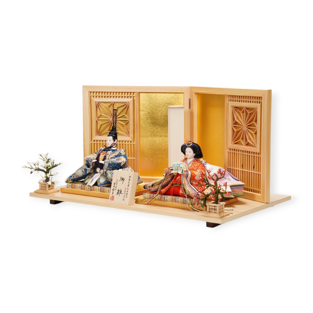 雛人形】京十一番 刺繍 鳳凰(紺・朱) 親王飾り | 望月龍翠作 ｜雛人形