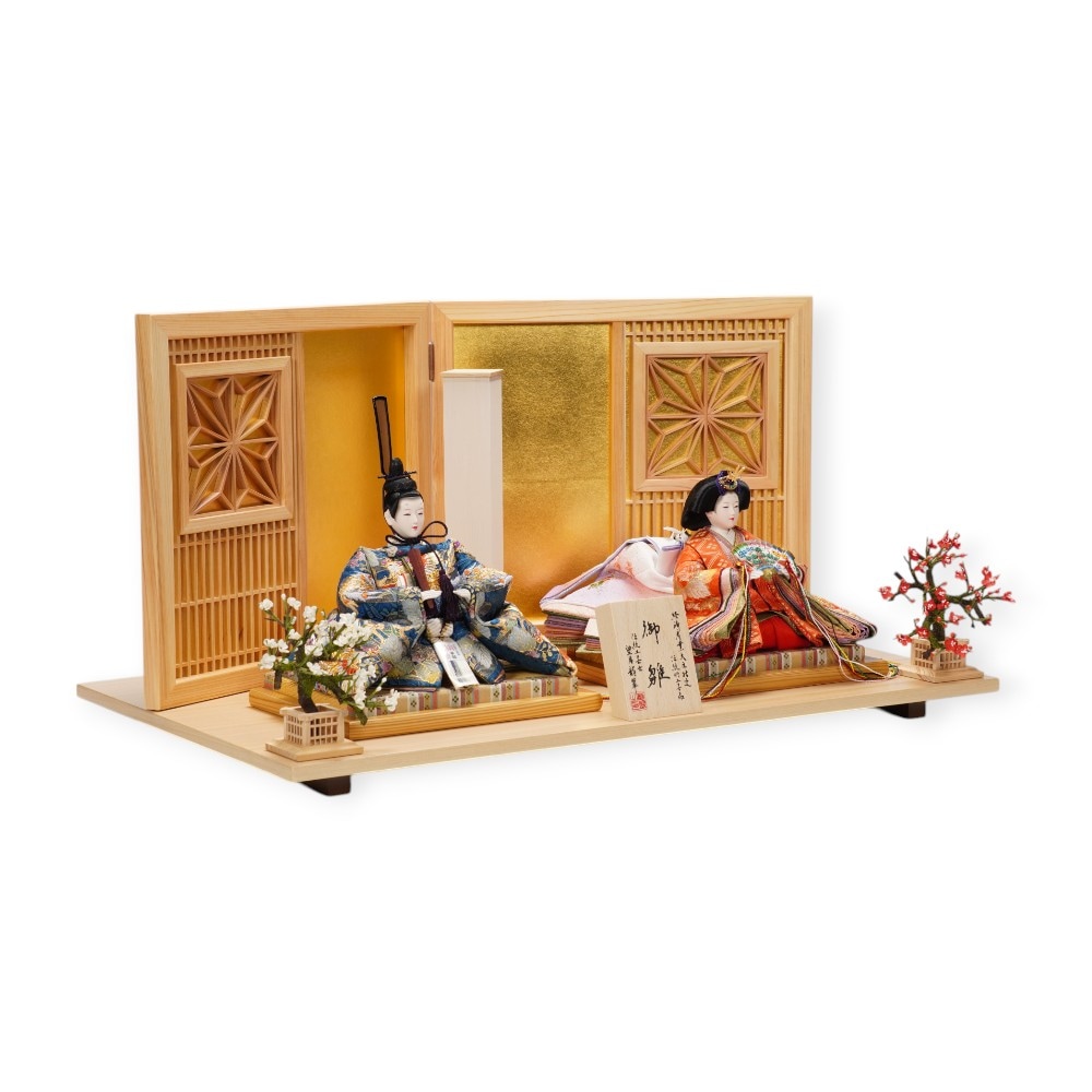 雛人形】京十一番 刺繍 鳳凰(紺・朱) 親王飾り | 望月龍翠作 ｜雛人形