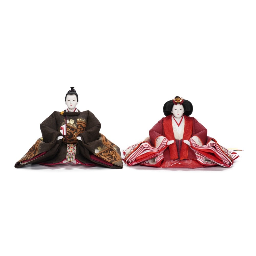 【雛人形】三五 茶染め 五人揃い三段飾り | 雛聖作