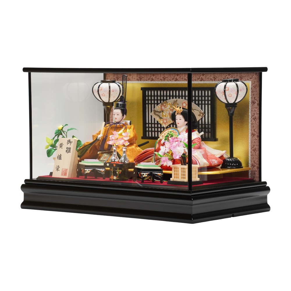 雛人形】三五 黄櫨染 親王揃いガラスケース飾り | 河雲作 ｜雛人形・五