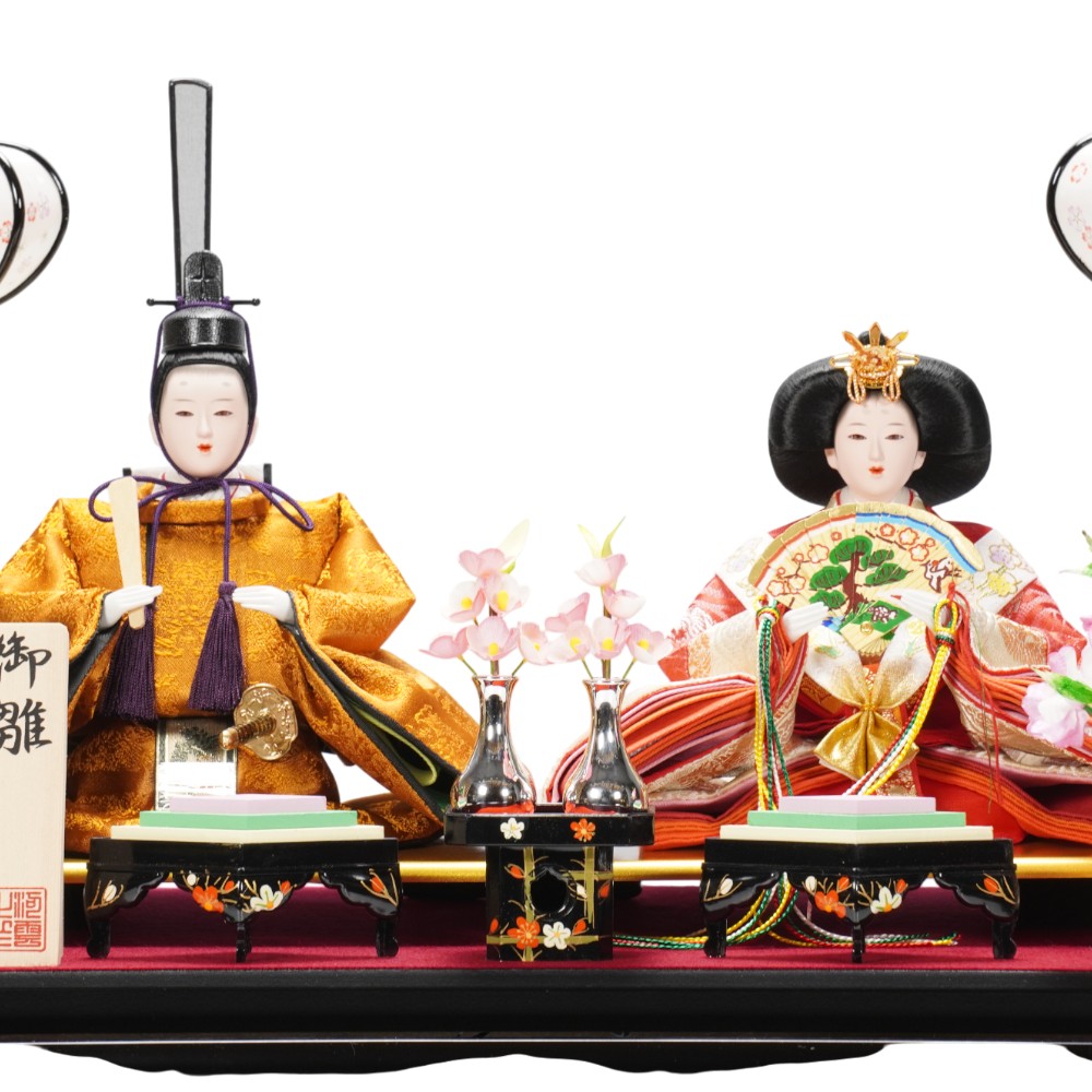 雛人形】三五 黄櫨染 親王揃いガラスケース飾り | 河雲作 ｜雛人形・五