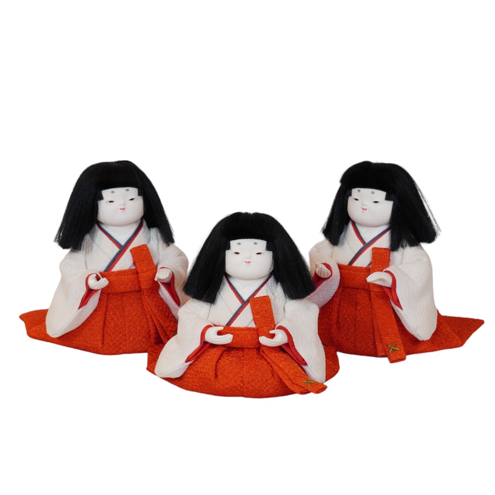 雛人形】「花小町」 五人揃い毛氈二段飾り〈幸一光作〉[243-214