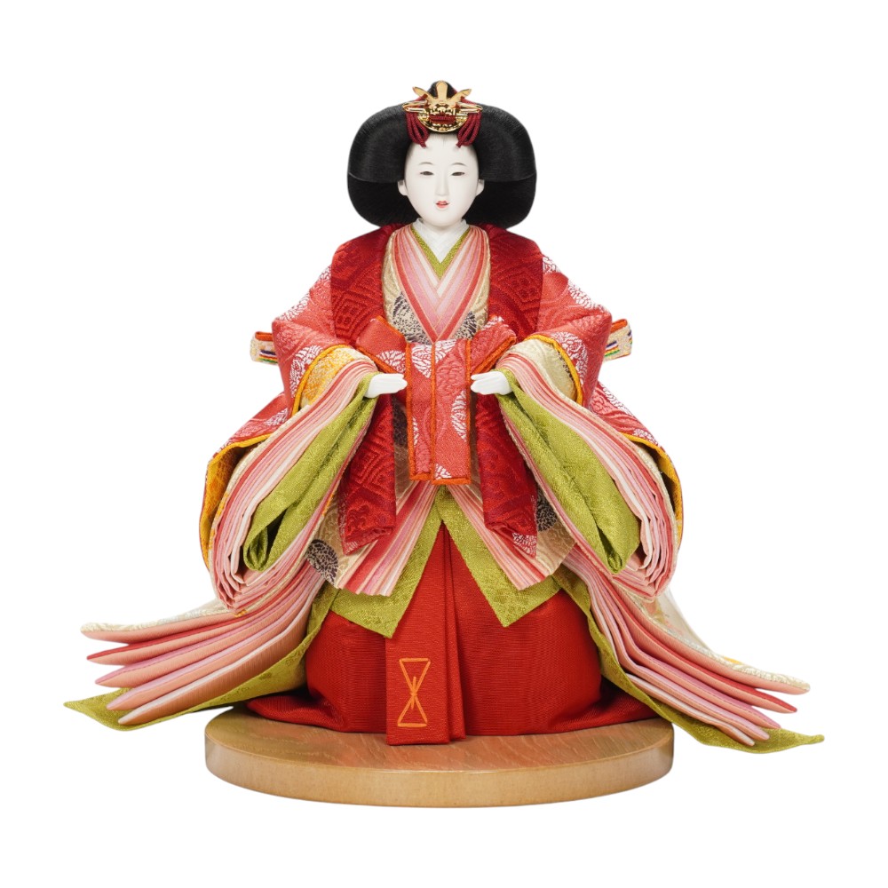 【雛人形】京十一番 小葵地松喰鶴丸文様 親王揃い立雛飾り | 小出松寿作