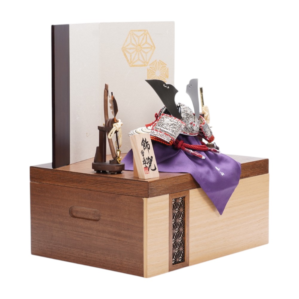 【五月人形】《限定品》五分之一 純白之竹雀 兜収納飾り | 雄山作