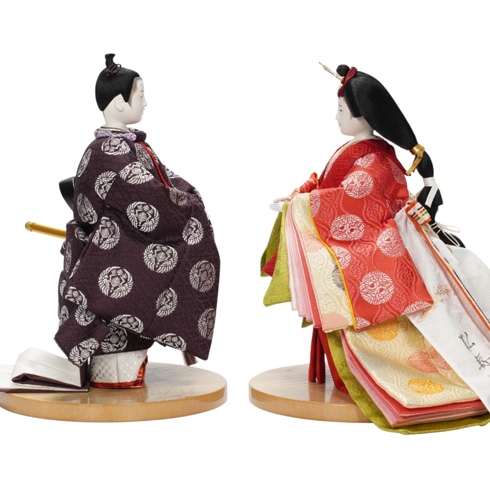 【雛人形】京十一番 小葵地松喰鶴丸文様 親王揃い立雛飾り | 小出松寿作