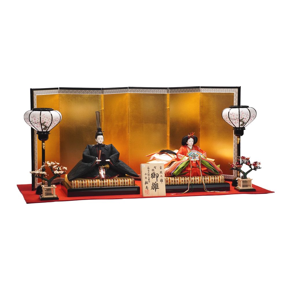 新品 最高級品 小出松寿監修の極上頭 京七番頭 １組セット 未使用品 希少品 雛人形】京七番 黒袍 雲立涌文様 親王飾り〈小出松寿作〉[223-035