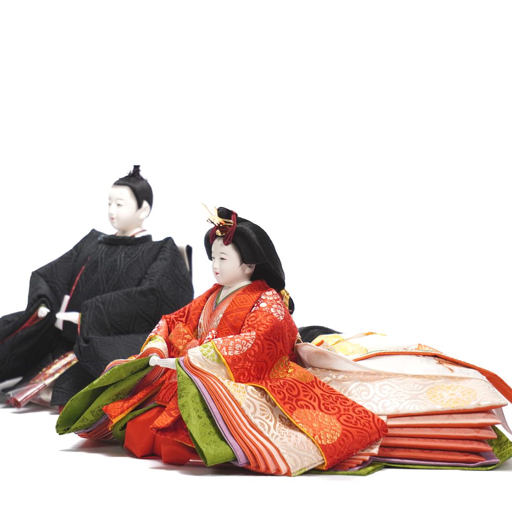 【雛人形】京七番 黒袍 雲立涌文様 親王飾り | 小出松寿作