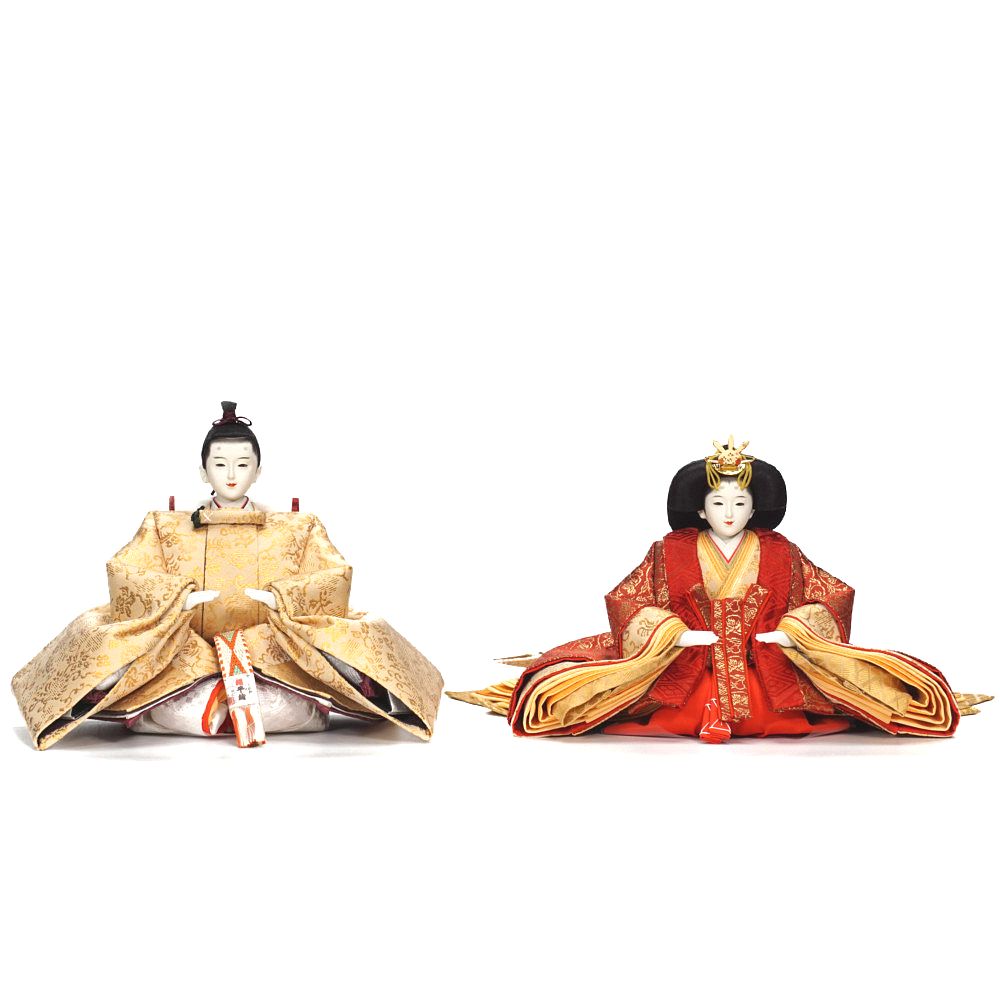 【雛人形】三五 さゆり 唐草文様(ベージュ・エンジ) 親王飾り | 横山一彦作