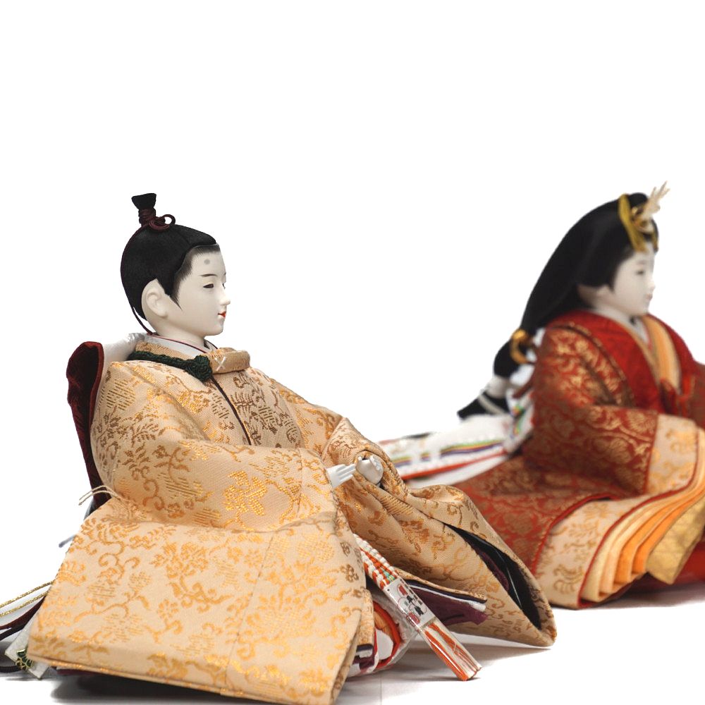 【雛人形】三五 さゆり 唐草文様(ベージュ・エンジ) 親王飾り | 横山一彦作