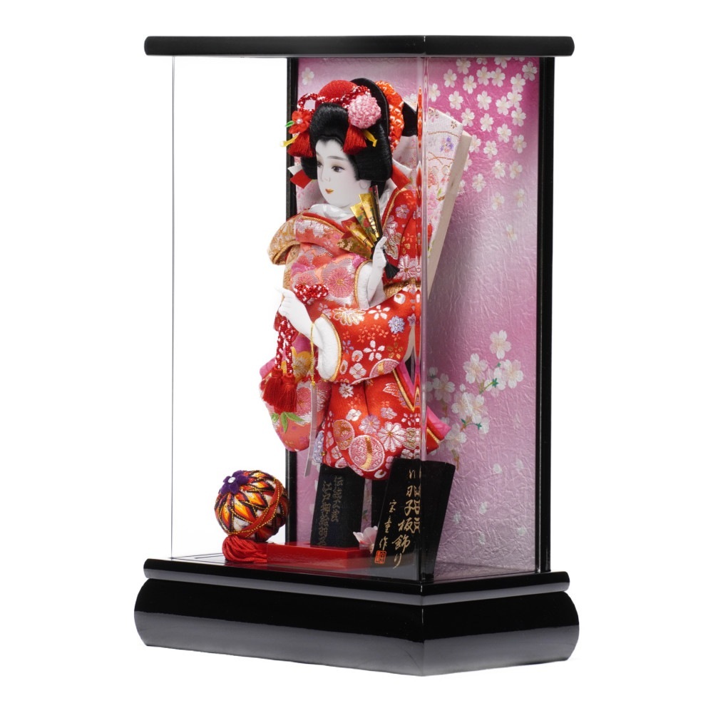 【羽子板】9号 刺繍金襴(ピンク×赤)〈宝童作〉[232-049]