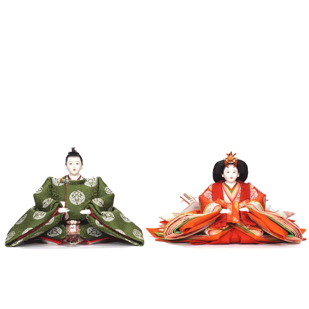 【雛人形】京十番 平安 小葵地松喰鶴丸文様 五人揃い二段飾り | 小出松寿作