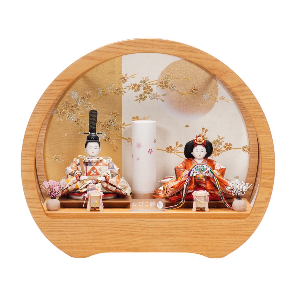 【雛人形】三寸 おぼこ雛 宝尽くし文様 親王揃いアクリルケース飾り〈小出松寿作〉[253-048]