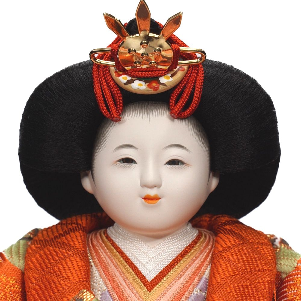 雛人形】三寸 おぼこ雛 宝尽くし文様 親王揃いアクリルケース飾り〈小