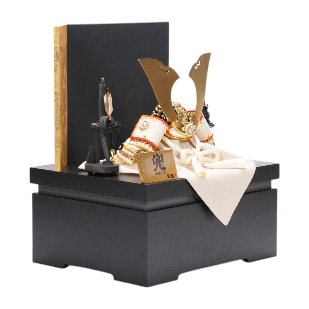 【五月人形】8号 綺羅星 白糸威 兜収納飾り〈翠鳳作〉[255-259]