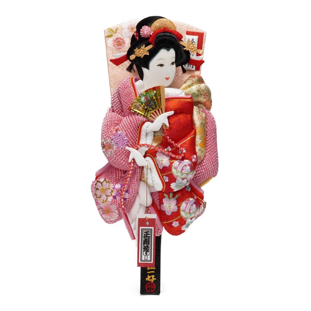 羽子板】13号 絞り金彩桜(ピンク)×刺繍まり桜(赤)〈匠一好作〉[232-053