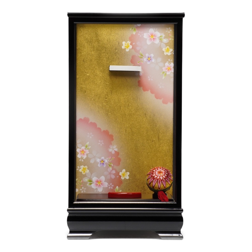 羽子板】13号 絞り金彩桜(ピンク)×刺繍まり桜(赤)〈匠一好作〉[232-053