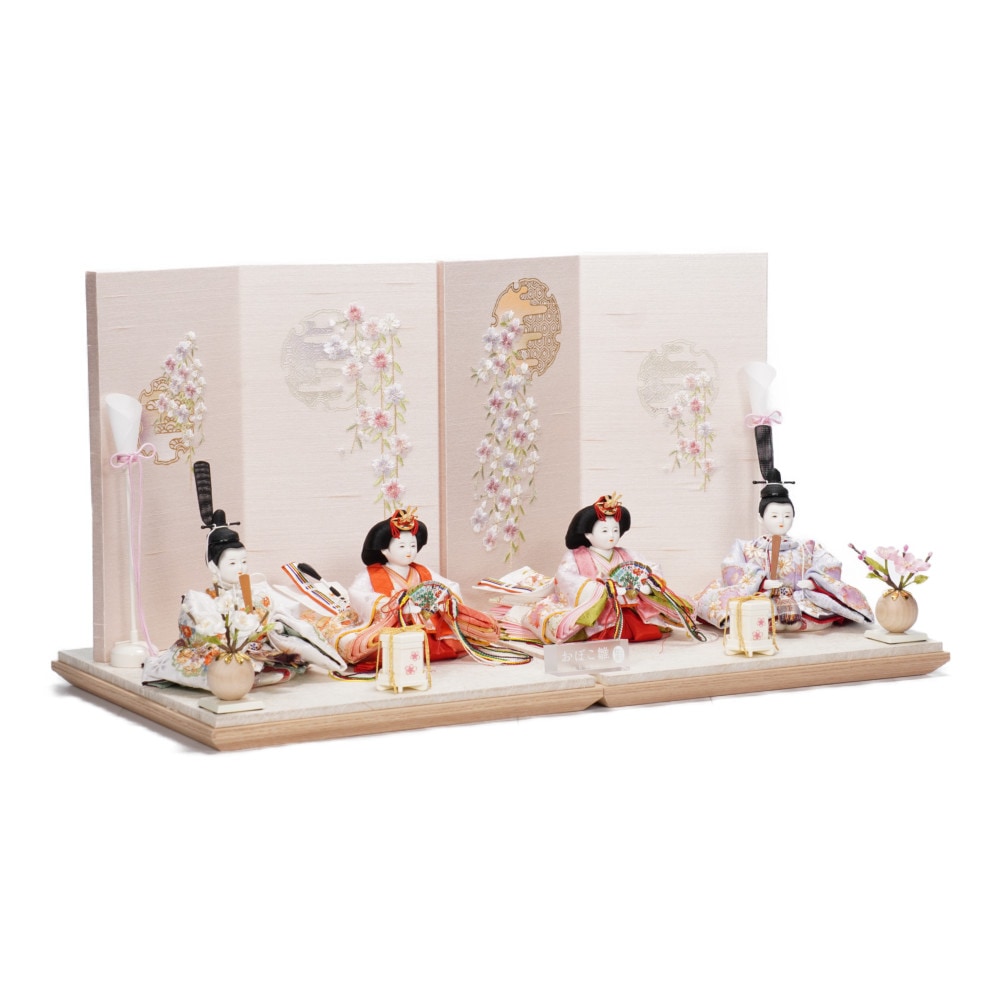 お値下げ中！　雛人形　雛壇 雛人形 京九番(十番) 五人飾 桜華 京刺繍 小出松寿