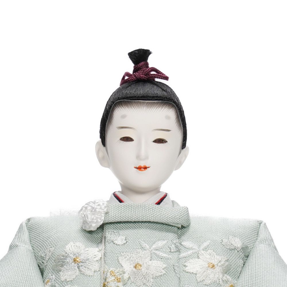 雛人形】芥子 そら 刺繍(パステルグリーン) 桜 親王飾り〈横山一彦作