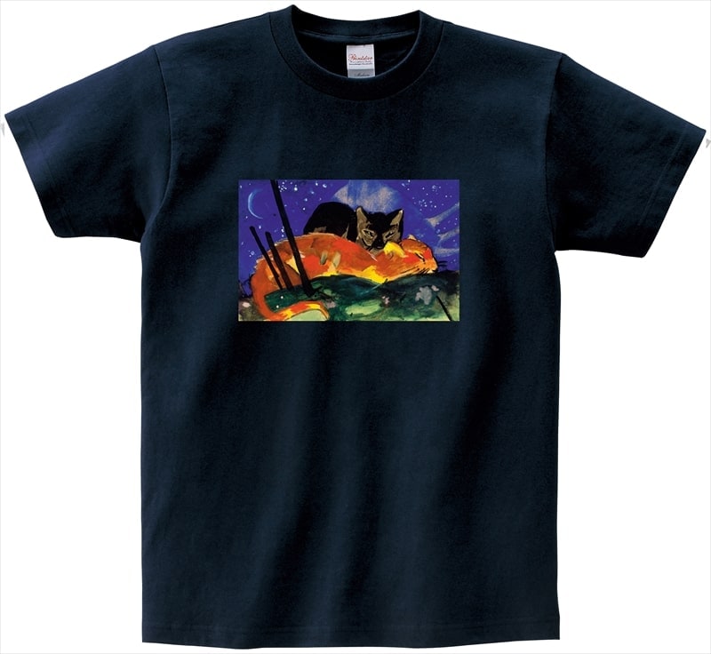 ねこの絵画 Tシャツ　「二匹の猫」　フランツ・マルク 03