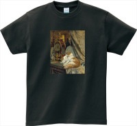 ねこの絵画 Tシャツ　「置き時計と母猫と子猫」　アンリエット・ロナー・ニップ 05