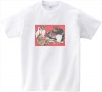 ねこの絵画 Tシャツ　「猫の行水」　北澤楽天 09