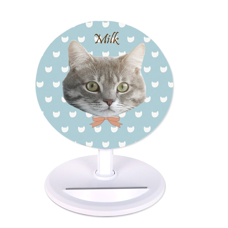 【オーダーメイド（名前入り）】　Qiワイヤレス充電器（スタンドタイプ）　ねこタイプ