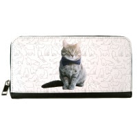 【オーダーメイド(名前入り)】 長財布 猫(ホワイト)タイプ 送料無料
