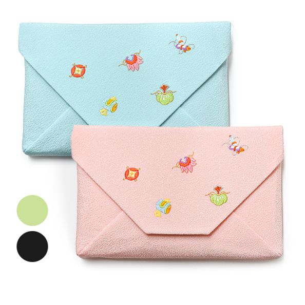 ちりめん刺繍数寄屋袋「宝尽くし」