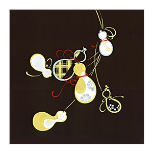 新塩瀬帯 吉祥柄「新 宝尽くし」 黒地｜洗える帯 名古屋帯