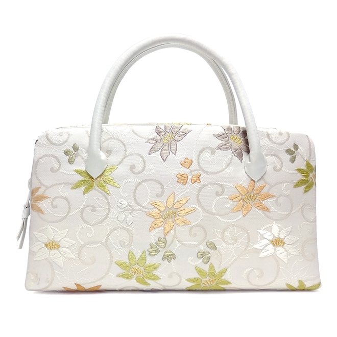 葵バッグ「花唐草」白