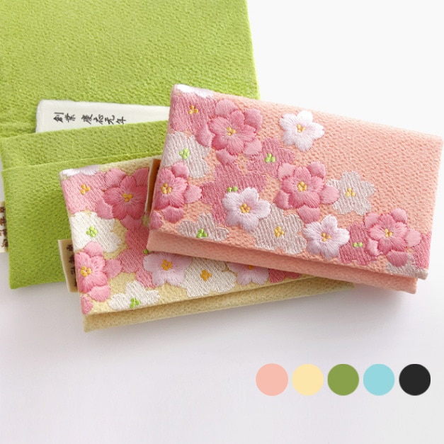 桜のちりめん刺繍 名刺入れ（カードケース）