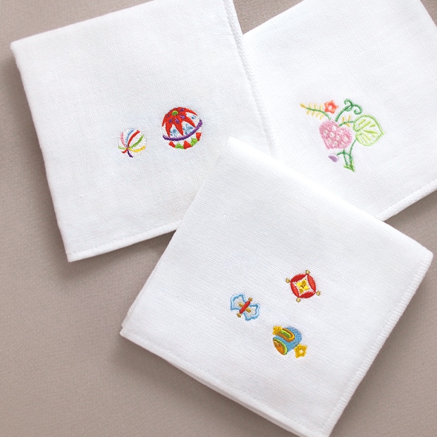 今治産 パイル＆ガーゼ刺繍ハンカチ
