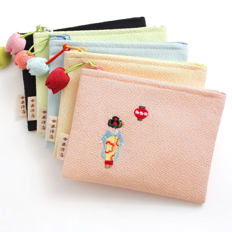ちりめん刺繍ミニポーチ「舞妓」