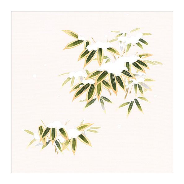 冬の柄の新塩瀬帯「雪持ち熊笹」 グレー地