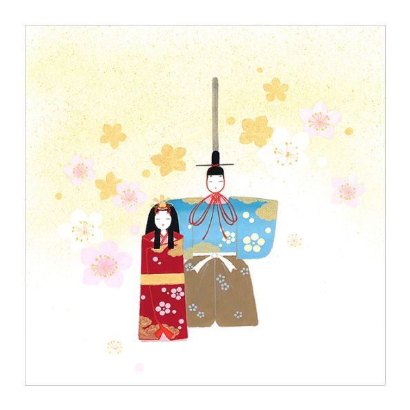 新塩瀬帯　春の柄「ひな祭り」白地