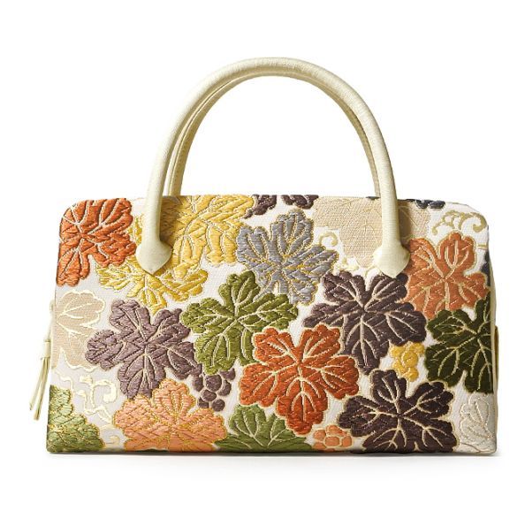 井澤屋　アイボリー 花柄刺繍 和装用バッグ 井澤屋 アイボリー 花柄刺繍 和装用バッグ バッグ｜和装小物 井澤屋